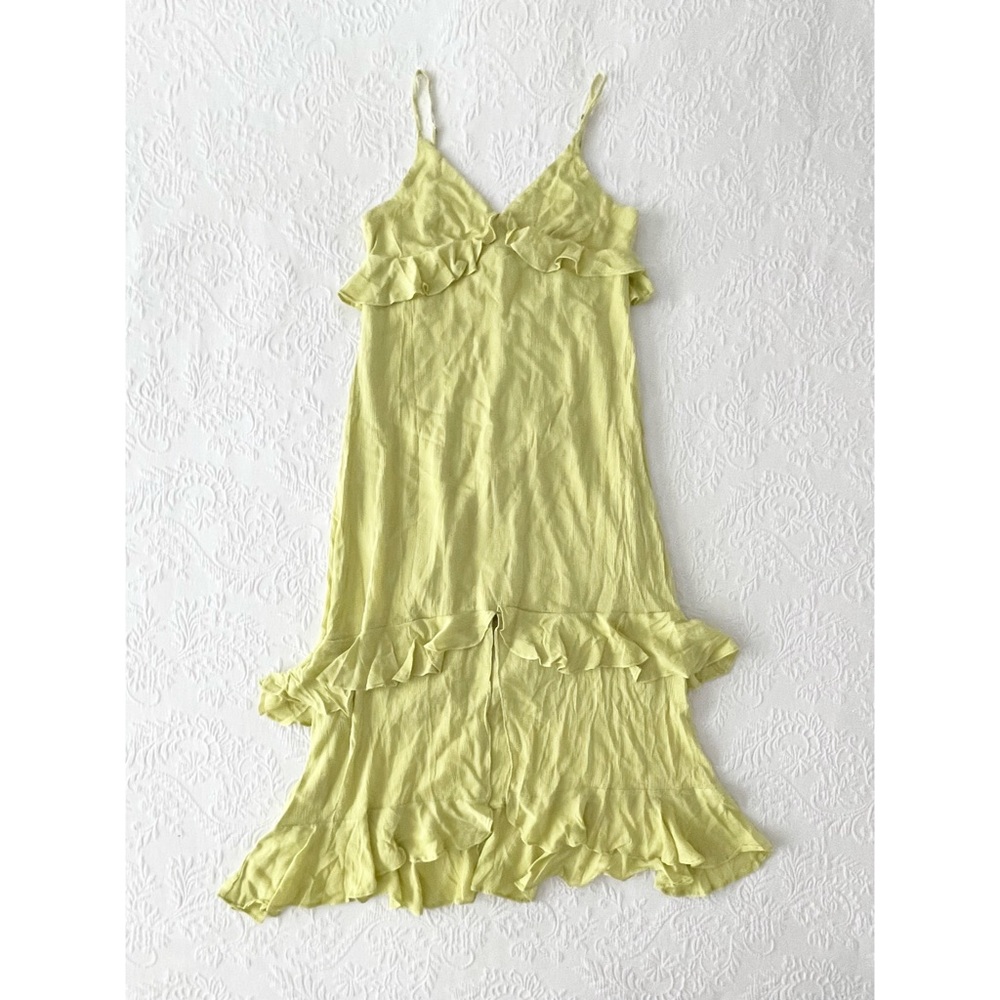 NWOT Lulus Island Time Lime Green Ruffled Midi Dress Small - Picture 2 of 7